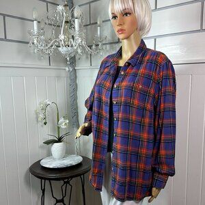 Blue Red Black Plaid Cotton Flannel Duluth Trading   XL fits more like a Large